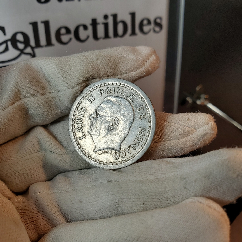 Monaco ND (1943) Aluminum 2 Francs. Louis II. WWII Era. High Grade. KM# 121